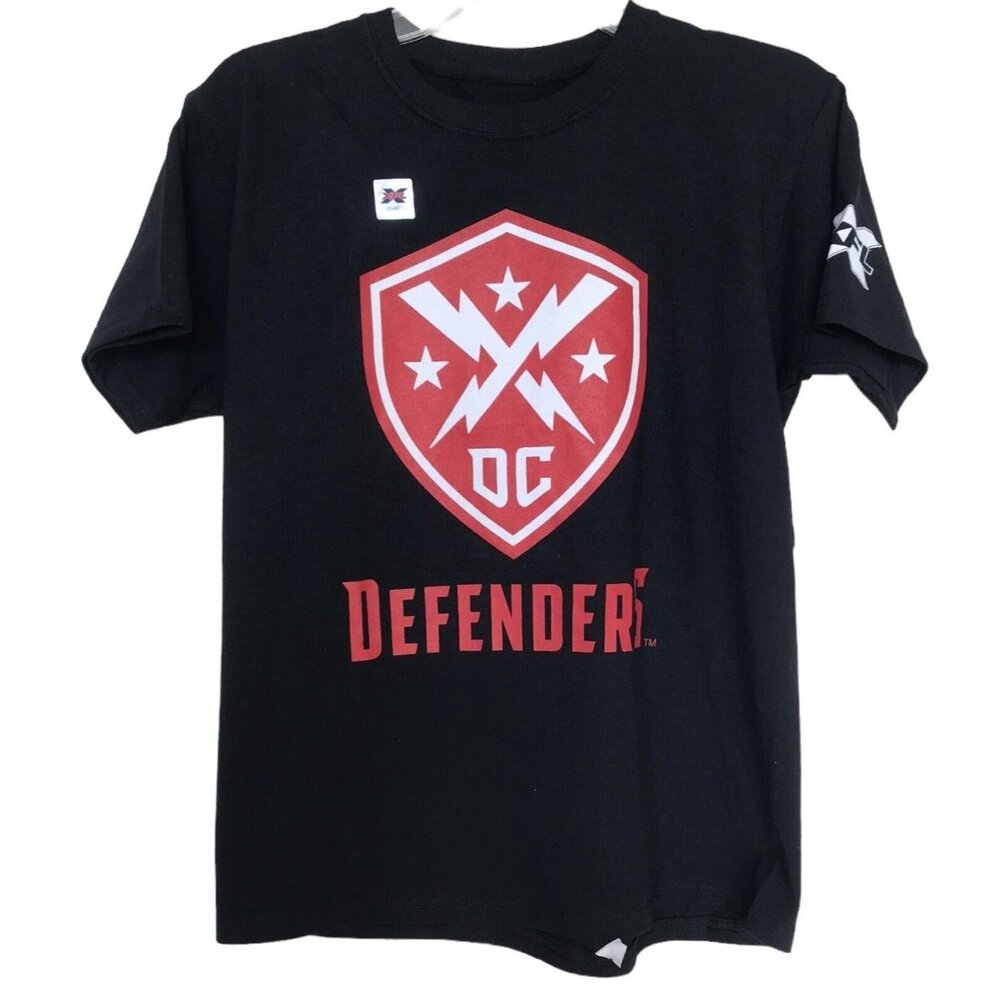 Washington DC‎ Defenders XFL Team Short Sleeve Shirt Boys Size Large L Black Red